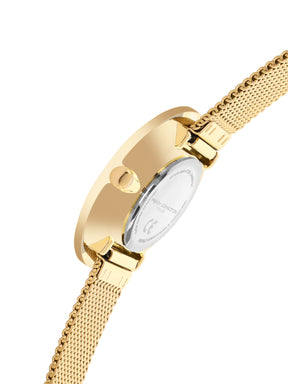 French Connection Sunray Silver Round Dial With  Gold Stainless Steel  Strap Watch - For Womens FCMX2GM