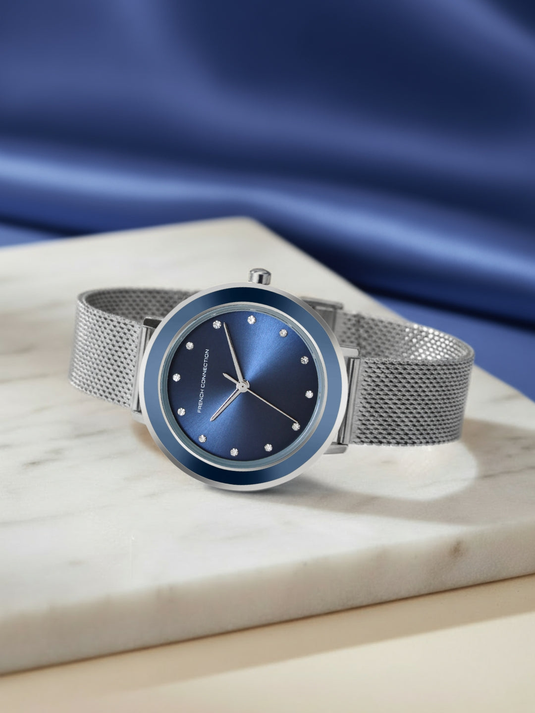 French Connection Sunray Blue Round Dial With Stainless Steel  Strap Watch - For Womens FCMX2USM