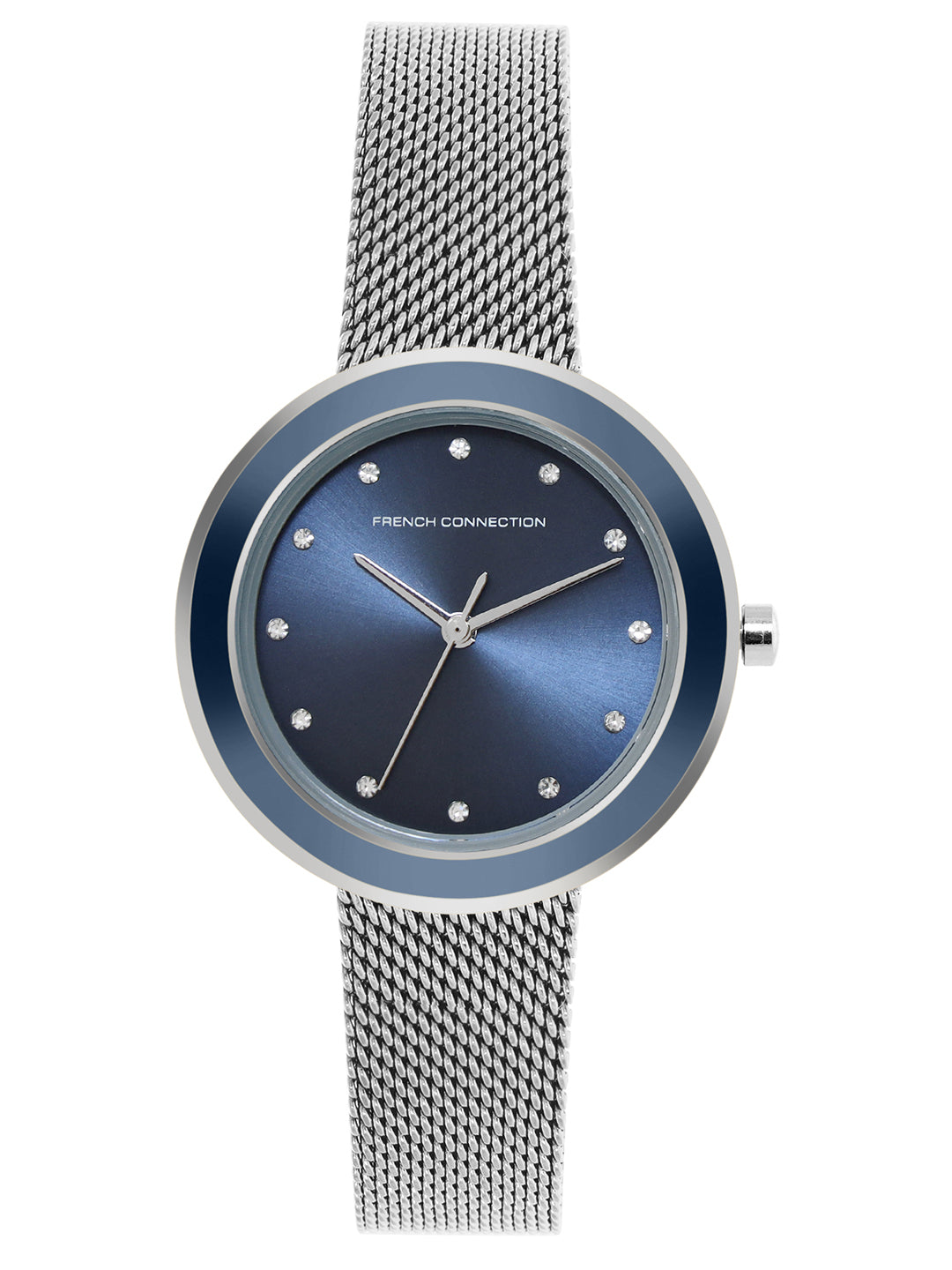 French Connection Sunray Blue Round Dial With Stainless Steel  Strap Watch - For Womens FCMX2USM