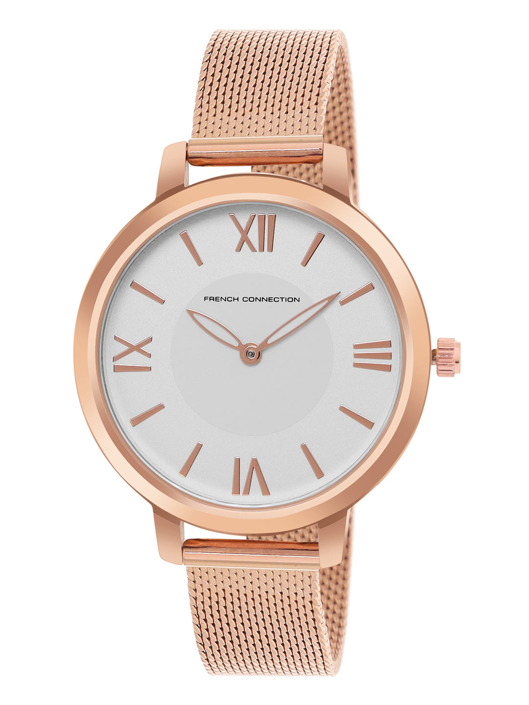 French Connection Analog Rose Gold Mesh Strap Women's Watch-FCN00027B