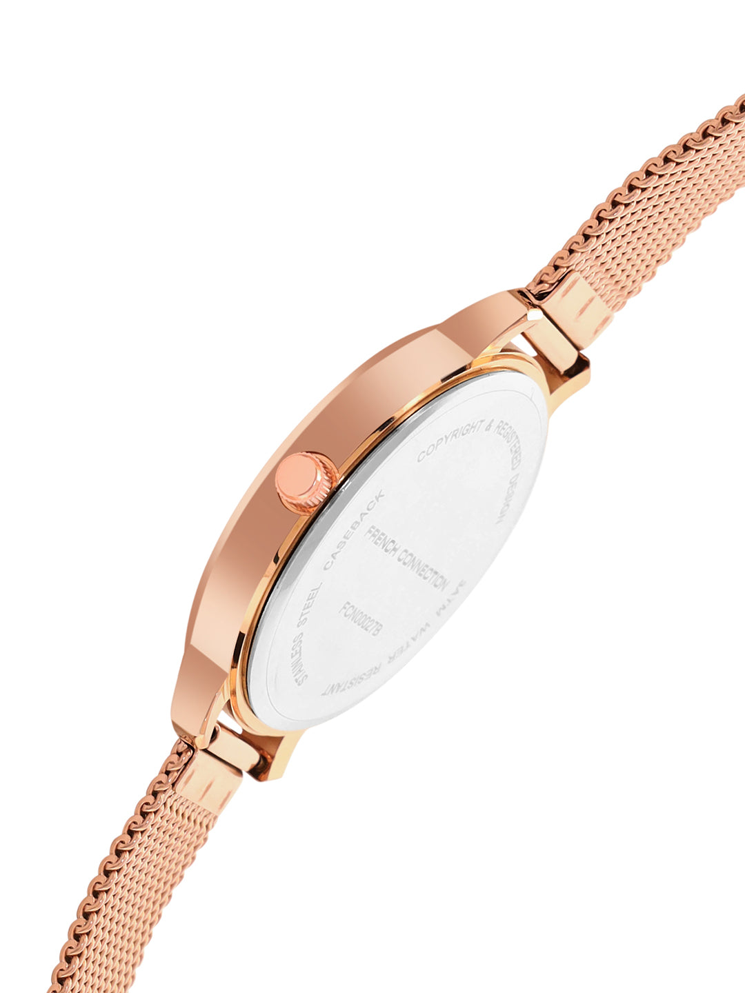 French Connection Analog Rose Gold Mesh Strap Women's Watch-FCN00027B