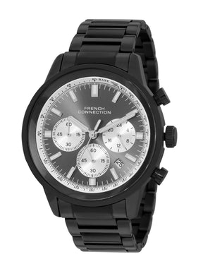 French Connection Sunray Gun Round Dial With Black Stainless Steel Strap Chronograph Watch - For Mens FCN0120BM