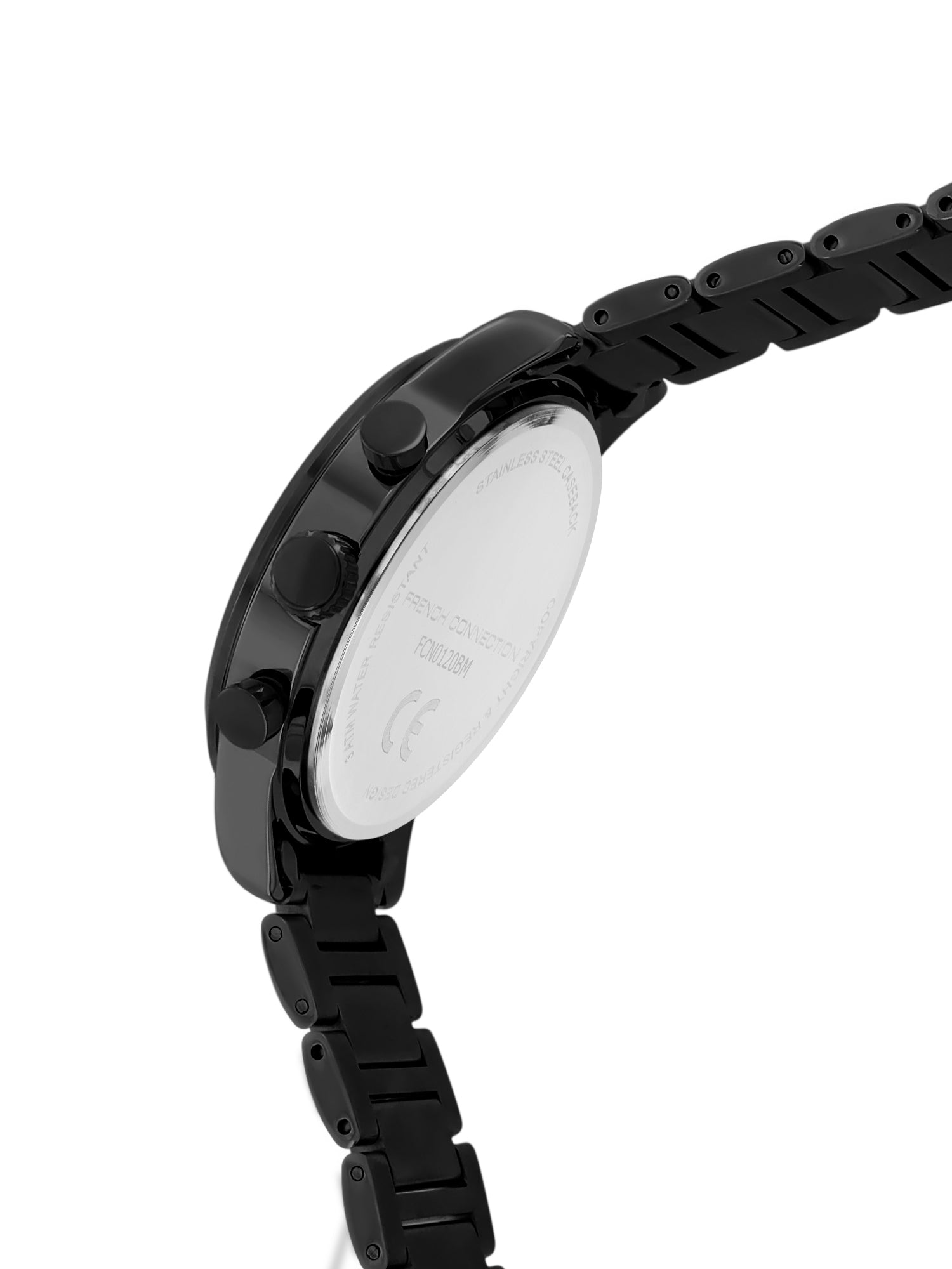 French Connection Sunray Gun Round Dial With Black Stainless Steel Strap Chronograph Watch - For Mens FCN0120BM