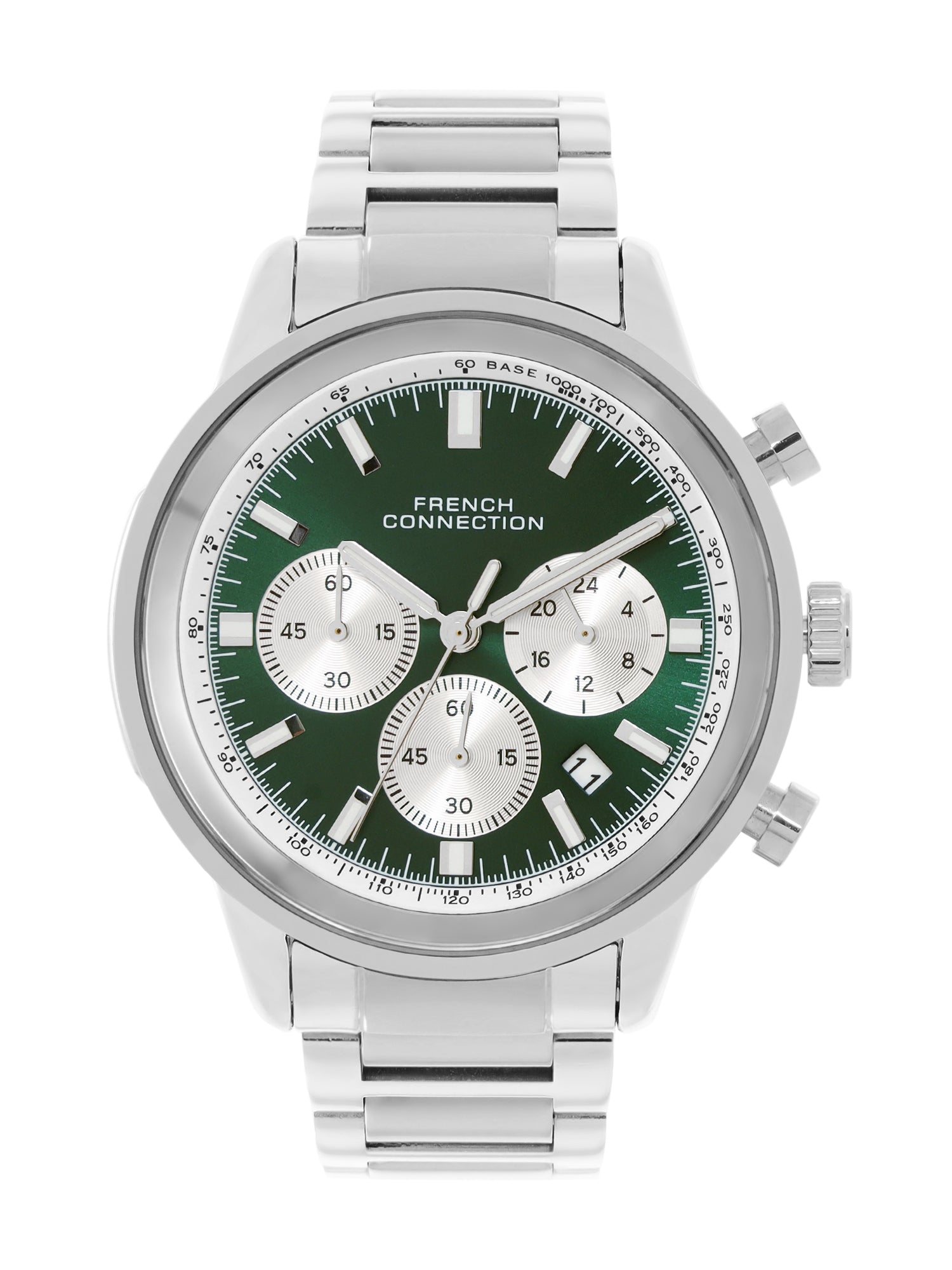 French Connection Sunray Green Round Dial With Stainless Steel Strap Chronograph Watch - For Mens FCN0120SM