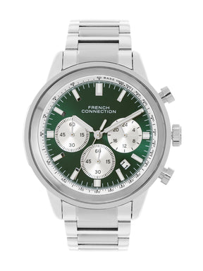 French Connection Sunray Green Round Dial With Stainless Steel Strap Chronograph Watch - For Mens FCN0120SM