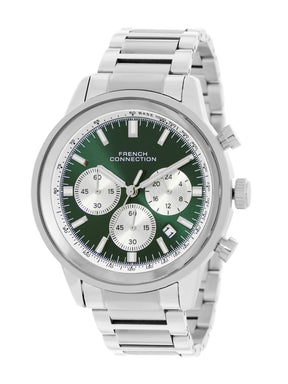 French Connection Sunray Green Round Dial With Stainless Steel Strap Chronograph Watch - For Mens FCN0120SM
