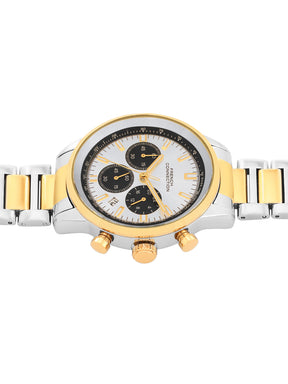 French Connection Sunray Silver Round Dial With Gold Two Tone Stainless Steel Strap Chronograph Watch - For Mens FCN0120TM