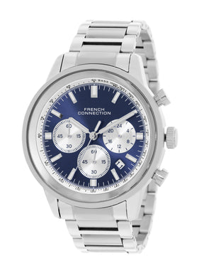 French Connection Sunray Blue Round Dial With Stainless Steel Strap Chronograph Watch - For Mens FCN0120USM