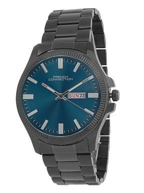 French Connection Sunray Gun Round Dial With Black Stainless Steel  Strap Watch - For Mens FCN0121BM