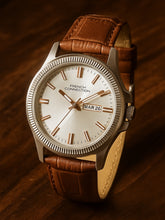 French Connection Sunray Silver Round Dial With Brown Leather Strap Watch - For Mens FCN0121BRL