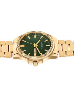 French Connection Sunray Green Round Dial With  Gold Stainless Steel  Strap Watch - For Mens FCN0121GM