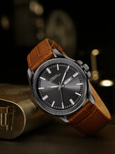 French Connection Sunray Gun Round Dial With Tan Leather Strap Watch - For Mens FCN0121TNL