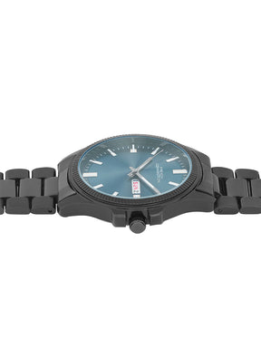 French Connection Sunray Blue Round Dial With Gun Stainless Steel  Strap Watch - For Mens FCN0121UGNM