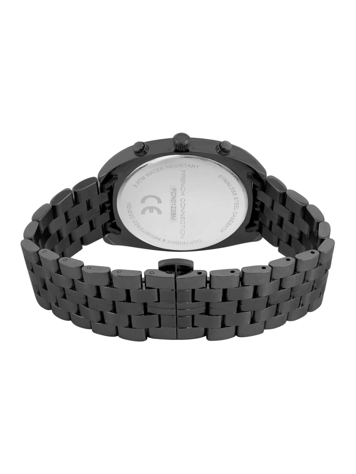 French Connection Textured Sea Green Round Dial With Black Stainless Steel Strap Chronograph Watch - For Mens FCN0122BM