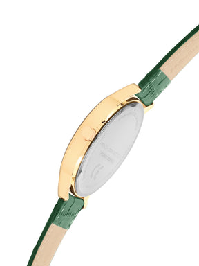 French Connection Textured Silver Round Dial With Green Leather Strap Watch - For Mens FCN0123NL