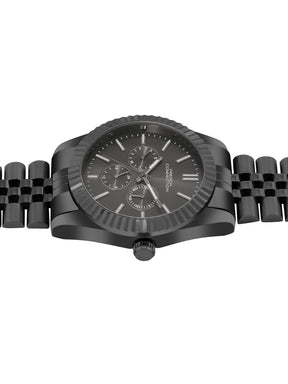 French Connection Sunray Black Round Dial With Black Stainless Steel Strap Multifunction Watch - For Mens FCN0124BM