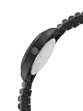 French Connection Sunray Black Round Dial With Black Stainless Steel Strap Multifunction Watch - For Mens FCN0124BM