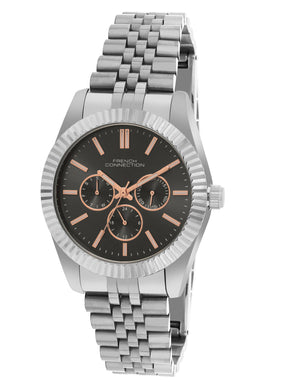 French Connection Sunray Grey Round Dial With Stainless Steel Strap Multifunction Watch - For Mens FCN0124SM