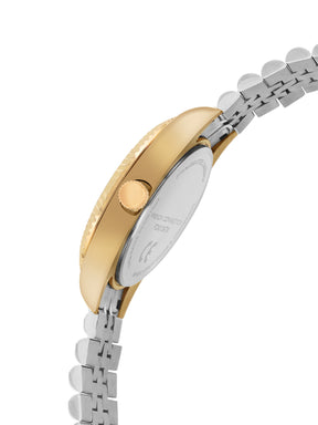 French Connection Sunray Brown Round Dial With Gold Two Tone Stainless Steel Strap Multifunction Watch - For Mens FCN0124TM