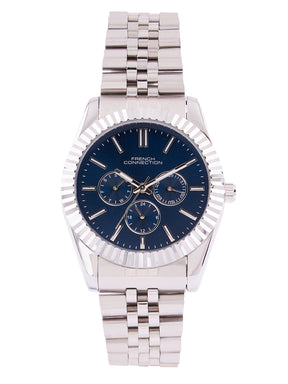 French Connection Sunray Blue Round Dial With Stainless Steel Strap Multifunction Watch - For Mens FCN0124USM