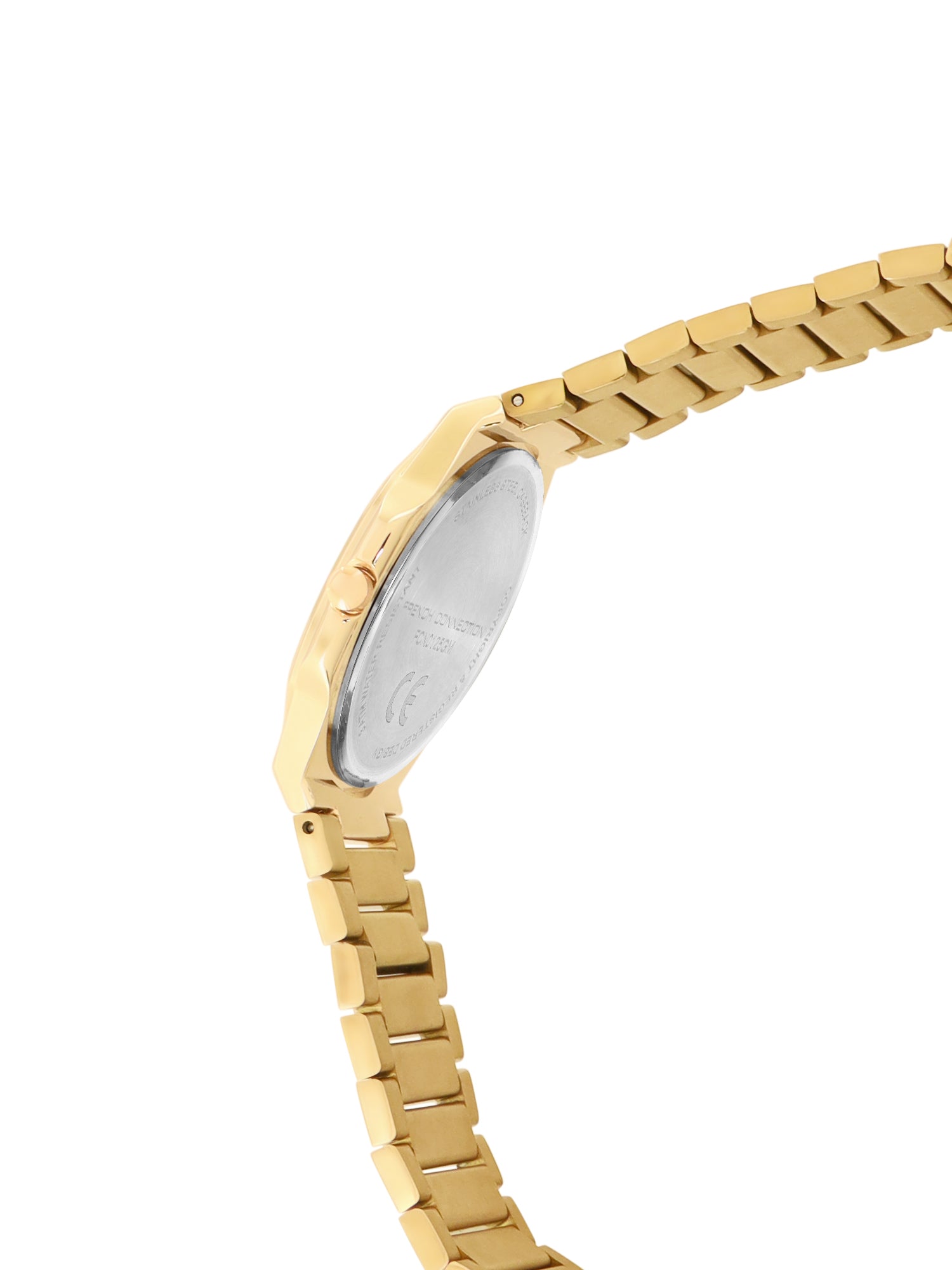 French Connection Textured Green Round Dial With  Gold Stainless Steel Strap Watch - For Mens FCN0125GM