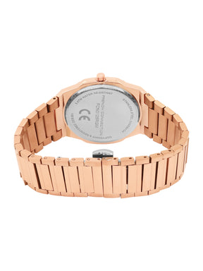 French Connection Textured Brown Round Dial With Rose Stainless Steel Strap Watch - For Mens FCN0125RGM