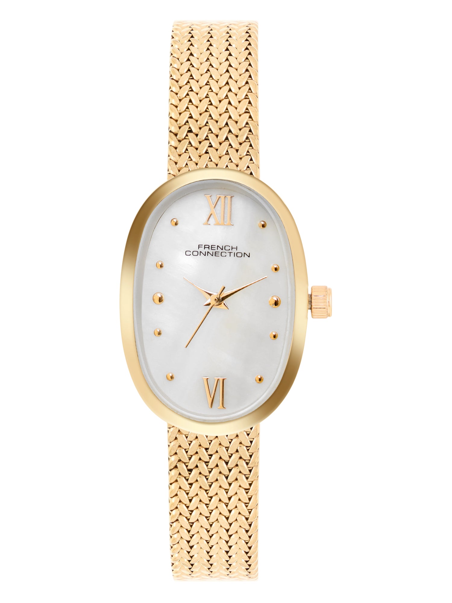 French Connection Mop Silver Rectangle Dial With Stainless Steel  Strap Watch - For Womens FCN0126GM