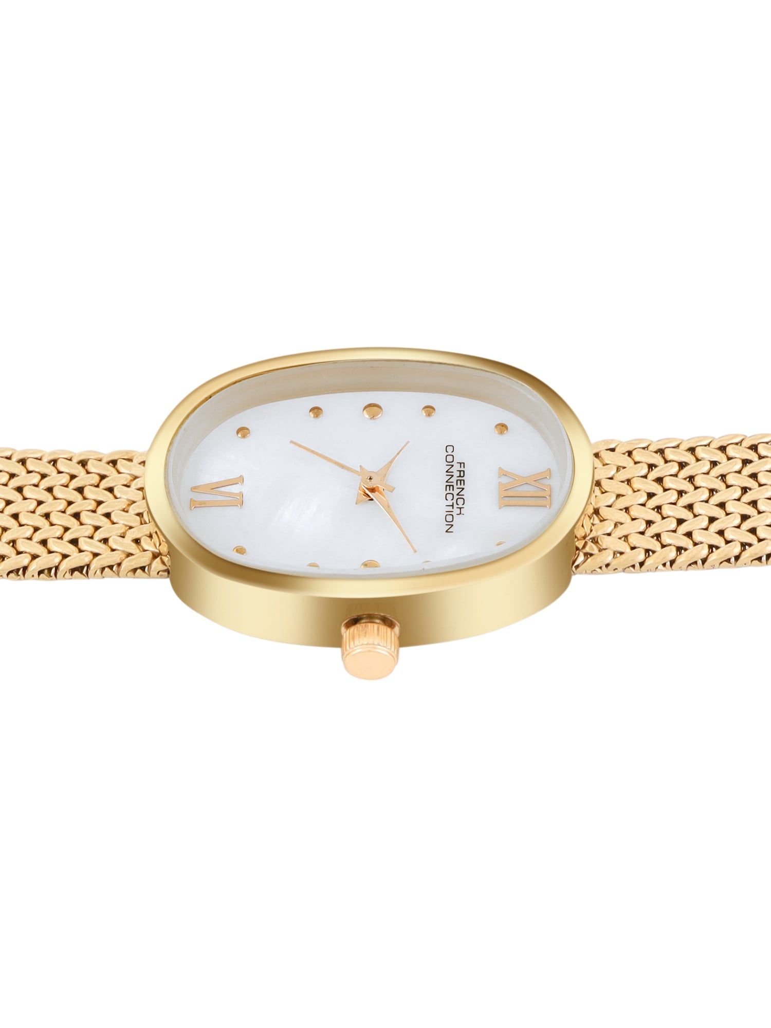 French Connection Mop Silver Rectangle Dial With Stainless Steel  Strap Watch - For Womens FCN0126GM