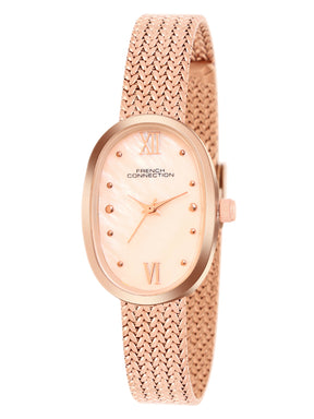 French Connection Mop Rosegold Rectangle Dial With Rose Stainless Steel  Strap Watch - For Womens FCN0126RGM