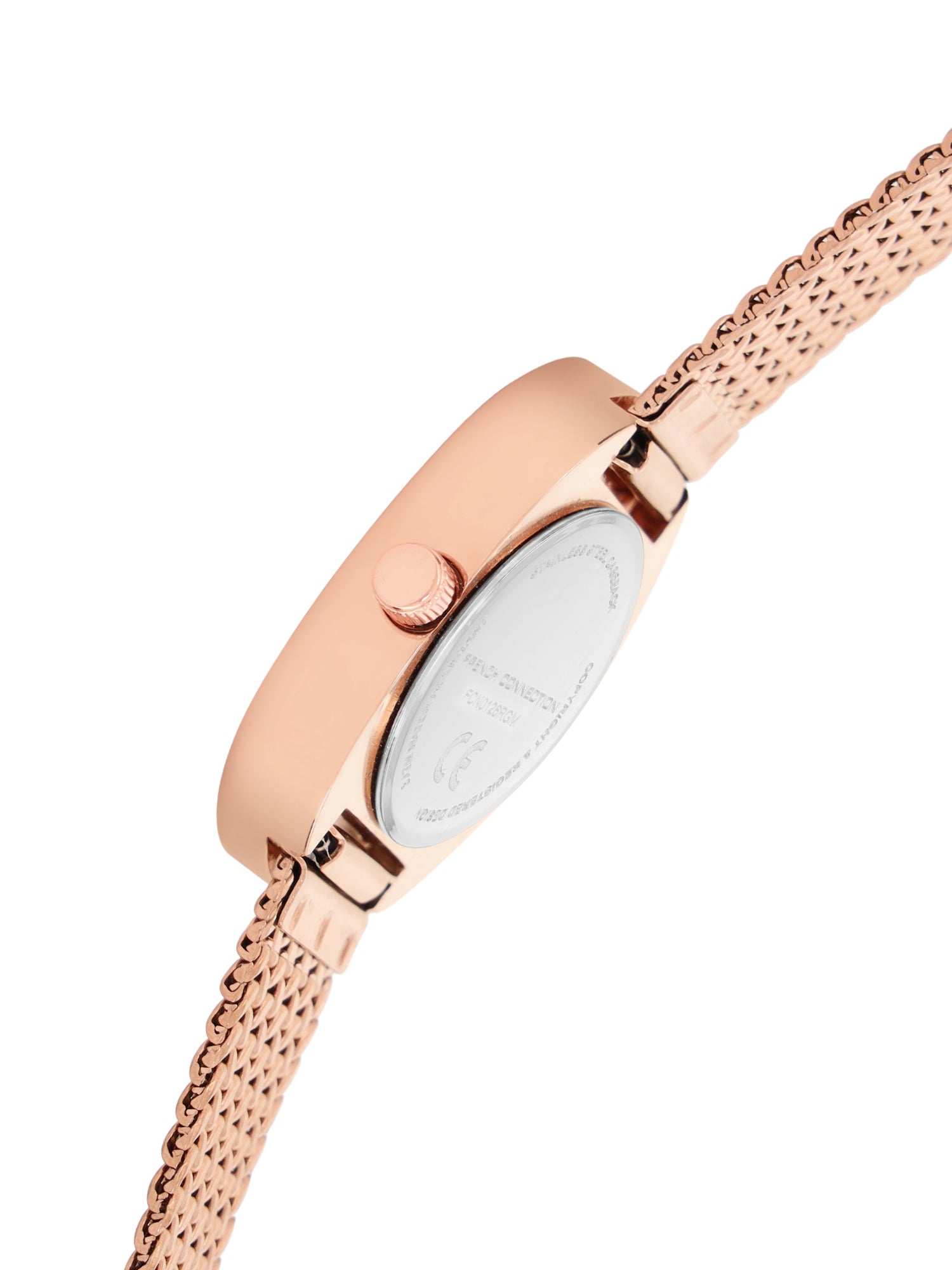 French Connection Mop Rosegold Rectangle Dial With Rose Stainless Steel  Strap Watch - For Womens FCN0126RGM
