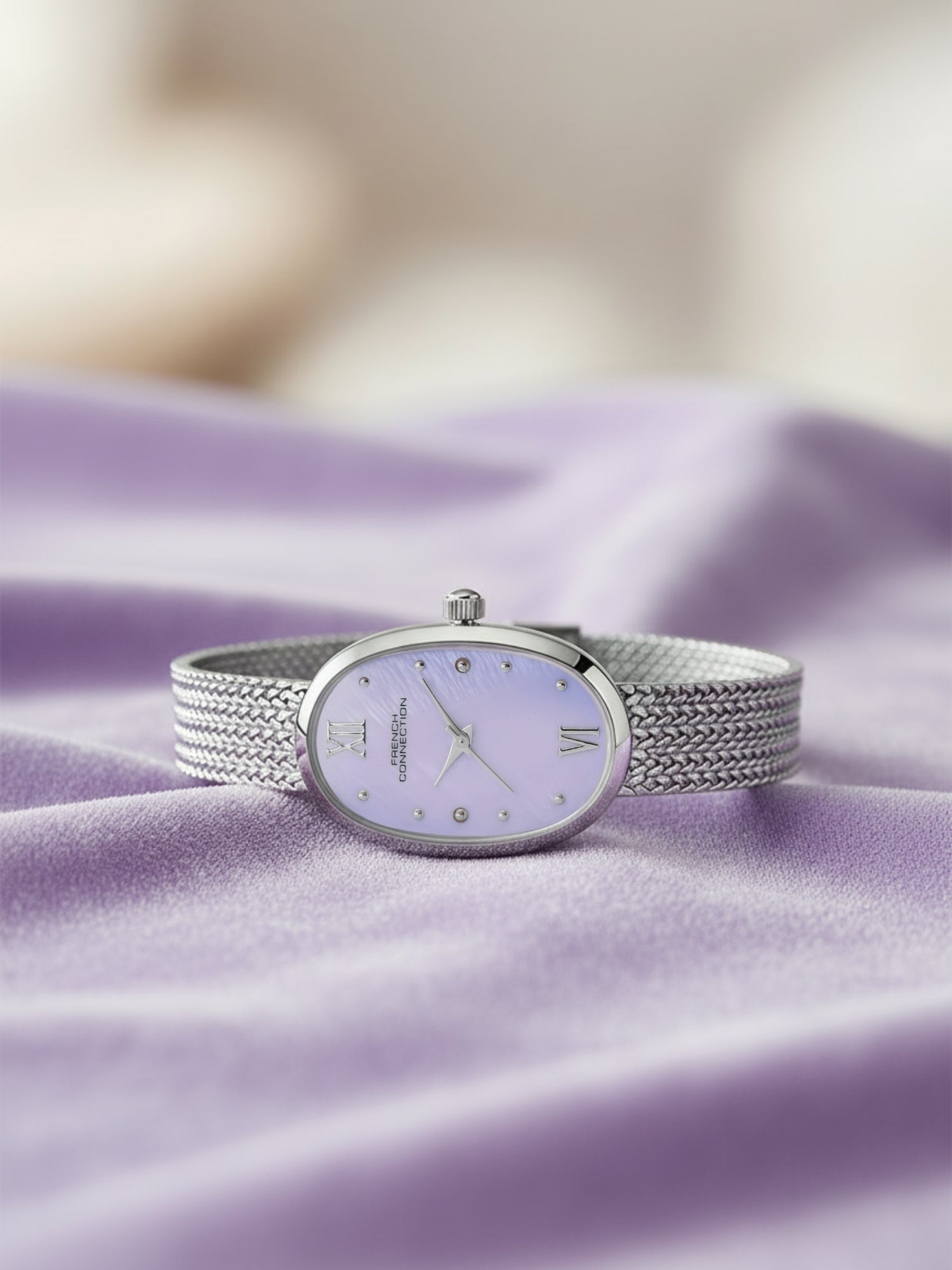 French Connection Mop Light Purple Rectangle Dial With Stainless Steel  Strap Watch - For Womens FCN0126SM