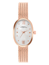 French Connection Mop Silver Round Dial With Rose Stainless Steel  Strap Watch - For Womens FCN0126SRGM