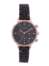 French Connection Sunray Black Round Dial With Black Stainless Steel  Strap Chronograph Watch - For Womens FCN0127BM