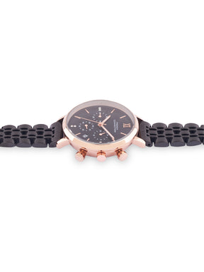 French Connection Sunray Black Round Dial With Black Stainless Steel  Strap Chronograph Watch - For Womens FCN0127BM