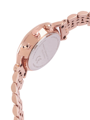 French Connection Sunray Grey Round Dial With Rose Stainless Steel  Strap Chronograph Watch - For Womens FCN0127RGM