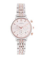 French Connection Sunray Silver Round Dial With Rose Two Tone Stainless Steel  Strap Chronograph Watch - For Womens FCN0127RTM
