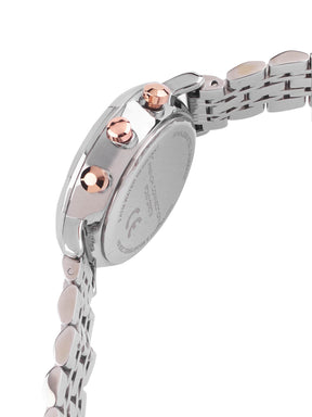 French Connection Sunray Silver Round Dial With Rose Two Tone Stainless Steel  Strap Chronograph Watch - For Womens FCN0127RTM