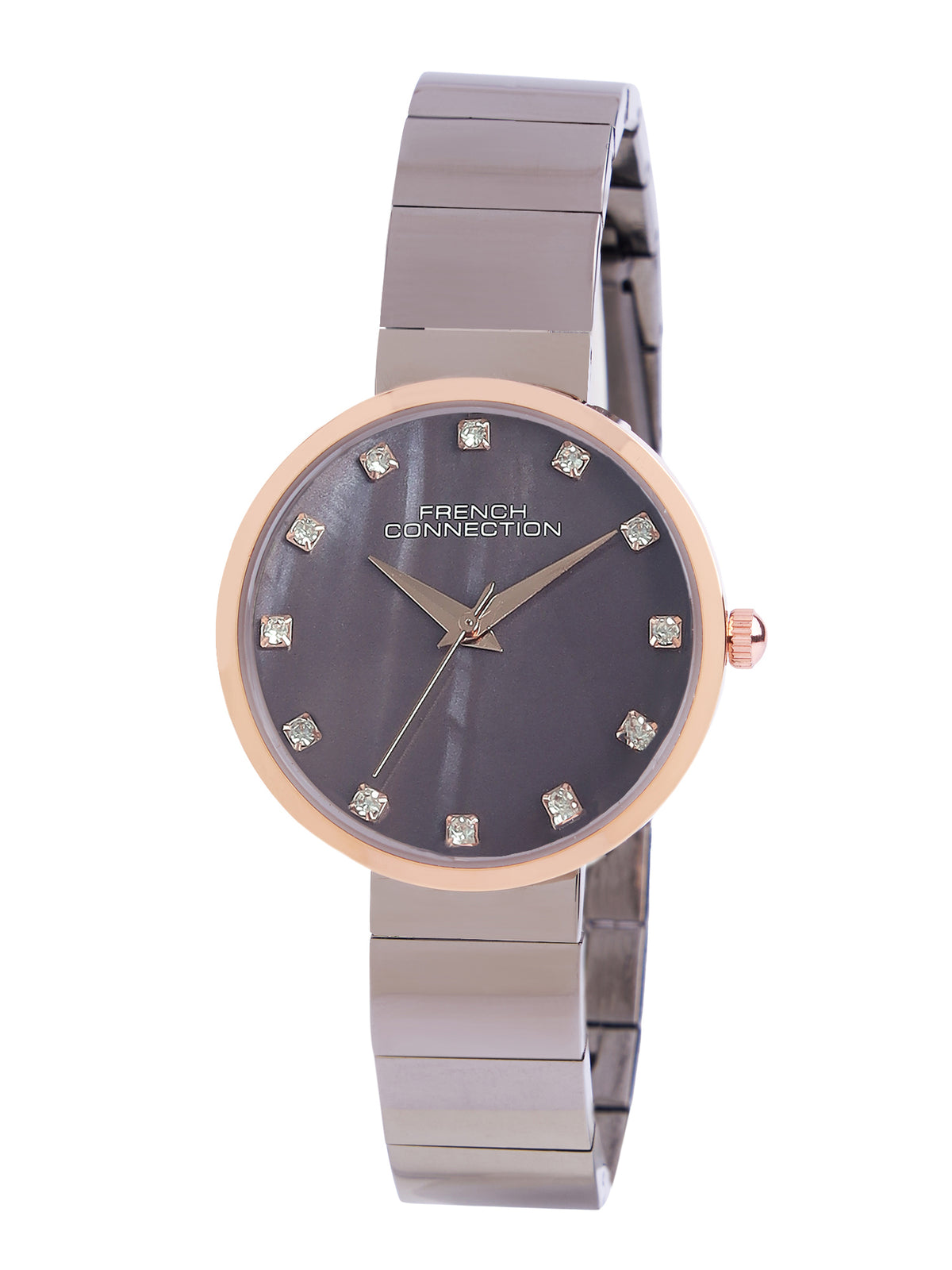 French Connection Mop Gun Round Dial With  Gun Stainless Steel  Strap Watch - For Womens FCN0128GNM