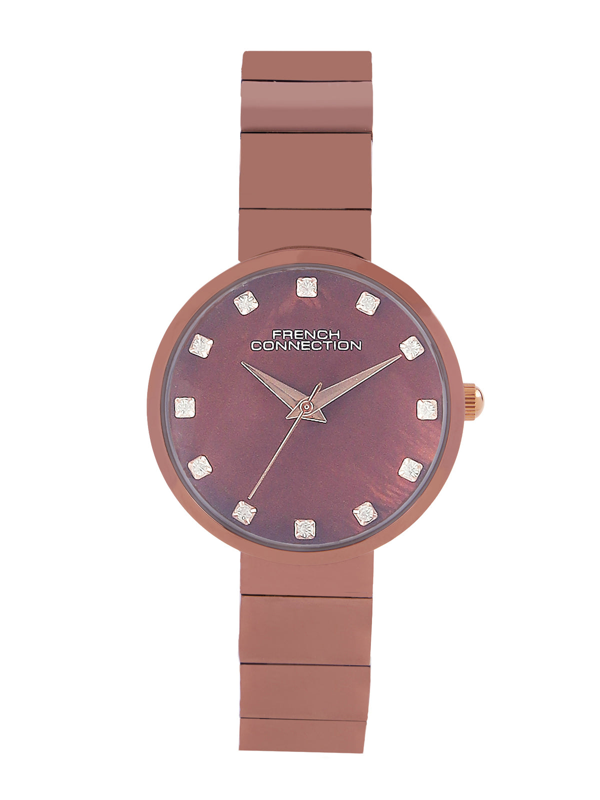 French Connection Mop Rosegold Round Dial With Rose Stainless Steel  Strap Watch - For Womens FCN0128RGM
