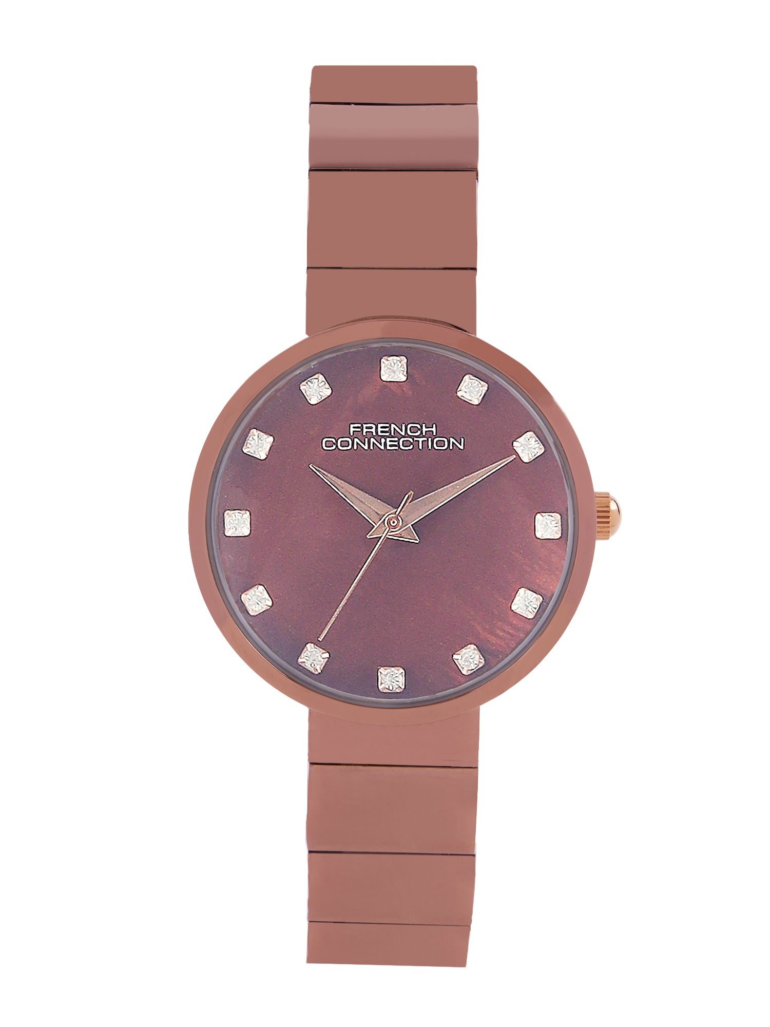 French Connection Mop Rosegold Round Dial With Rose Stainless Steel  Strap Watch - For Womens FCN0128RGM