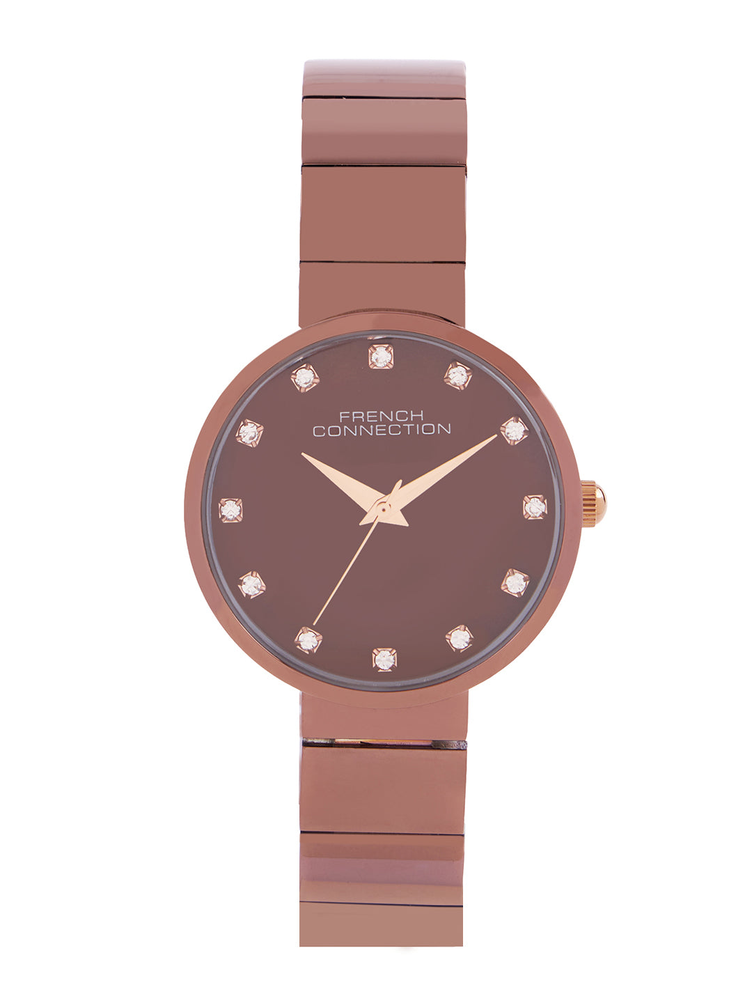 French Connection Mop Brown Round Dial With Brown Stainless Steel  Strap Watch - For Womens FCN0128BRGM