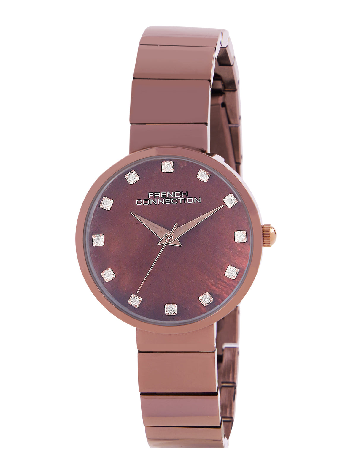 French Connection Mop Rosegold Round Dial With Rose Stainless Steel  Strap Watch - For Womens FCN0128RGM
