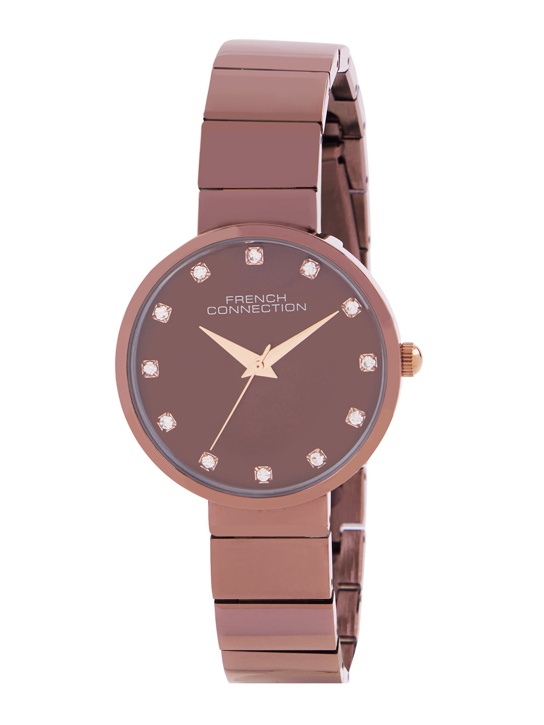French Connection Mop Brown Round Dial With Brown Stainless Steel  Strap Watch - For Womens FCN0128BRGM