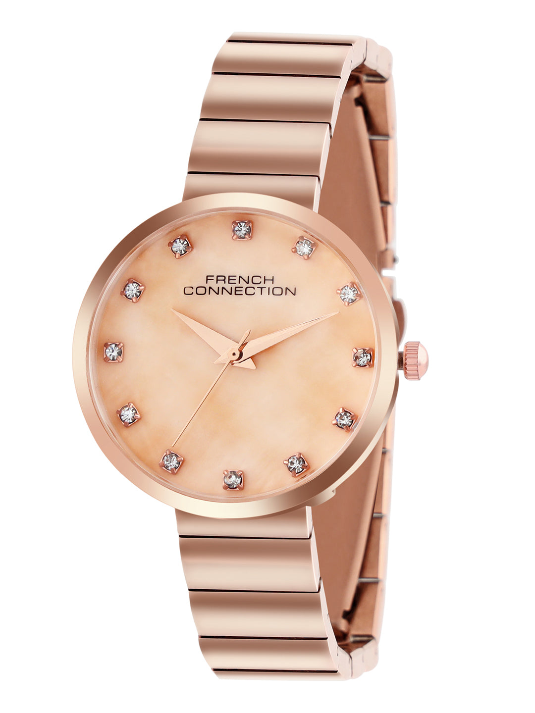 French Connection Mop Rosegold Round Dial With Rose Stainless Steel  Strap Watch - For Womens FCN0128RGM
