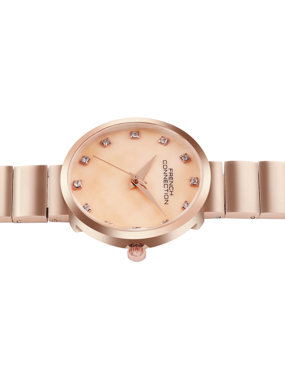 French Connection Mop Rosegold Round Dial With Rose Stainless Steel  Strap Watch - For Womens FCN0128RGM
