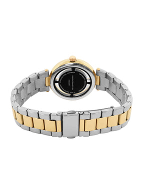 French Connection Sunray Champagne Round Dial With Gold Two Tone Stainless Steel  Strap Watch - For Womens FCN0129TM
