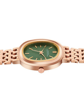 French Connection Sunray Green Oval Dial With Rose Stainless Steel  Strap Watch - For Womens FCN0130NRGM
