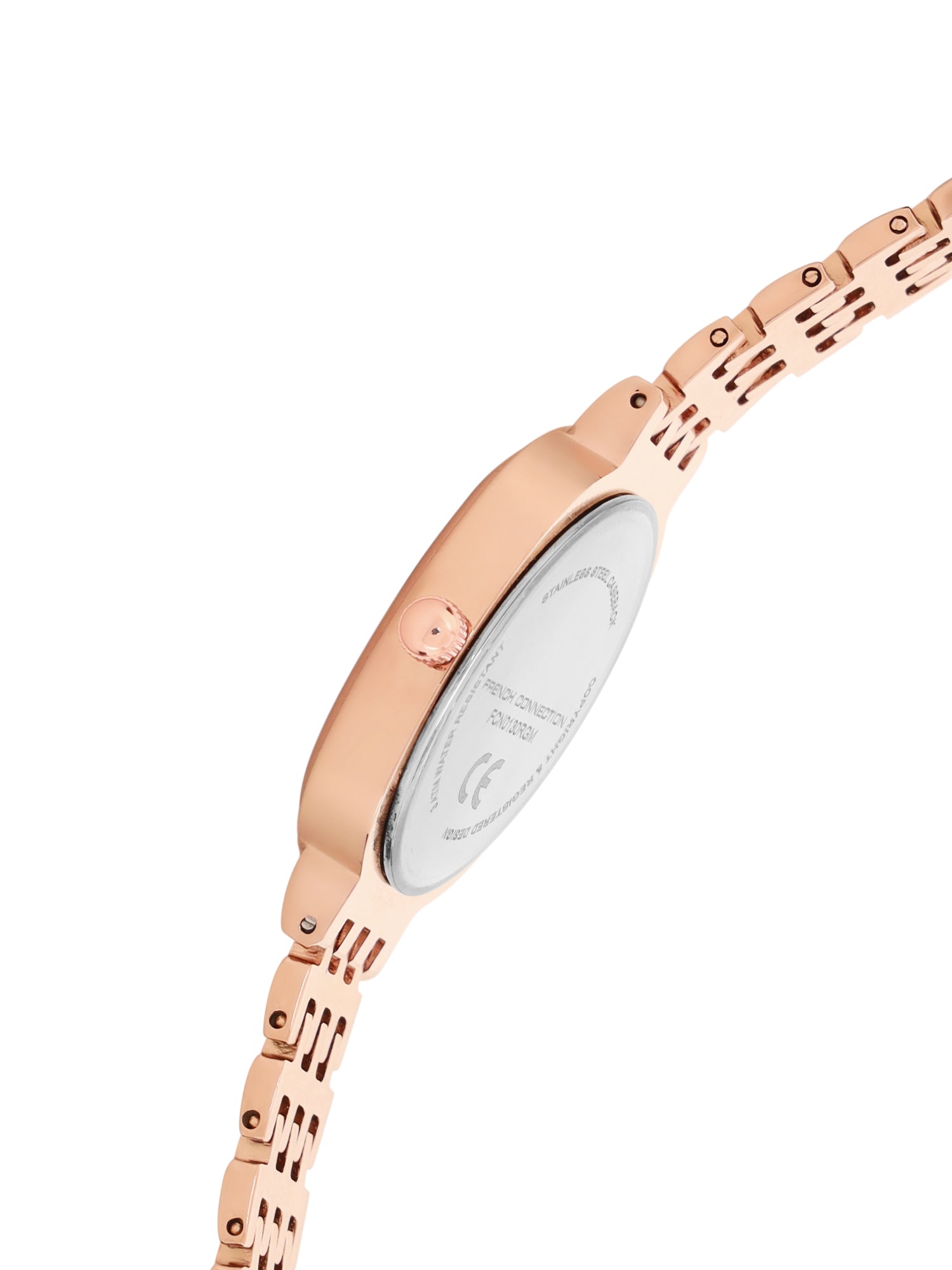 French Connection Sunray Black Round Dial With Rose Stainless Steel  Strap Watch - For Womens FCN0130RGM