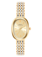 French Connection Sunray Champagne Oval Dial With Gold Two Tone Stainless Steel  Strap Watch - For Womens FCN0130TM