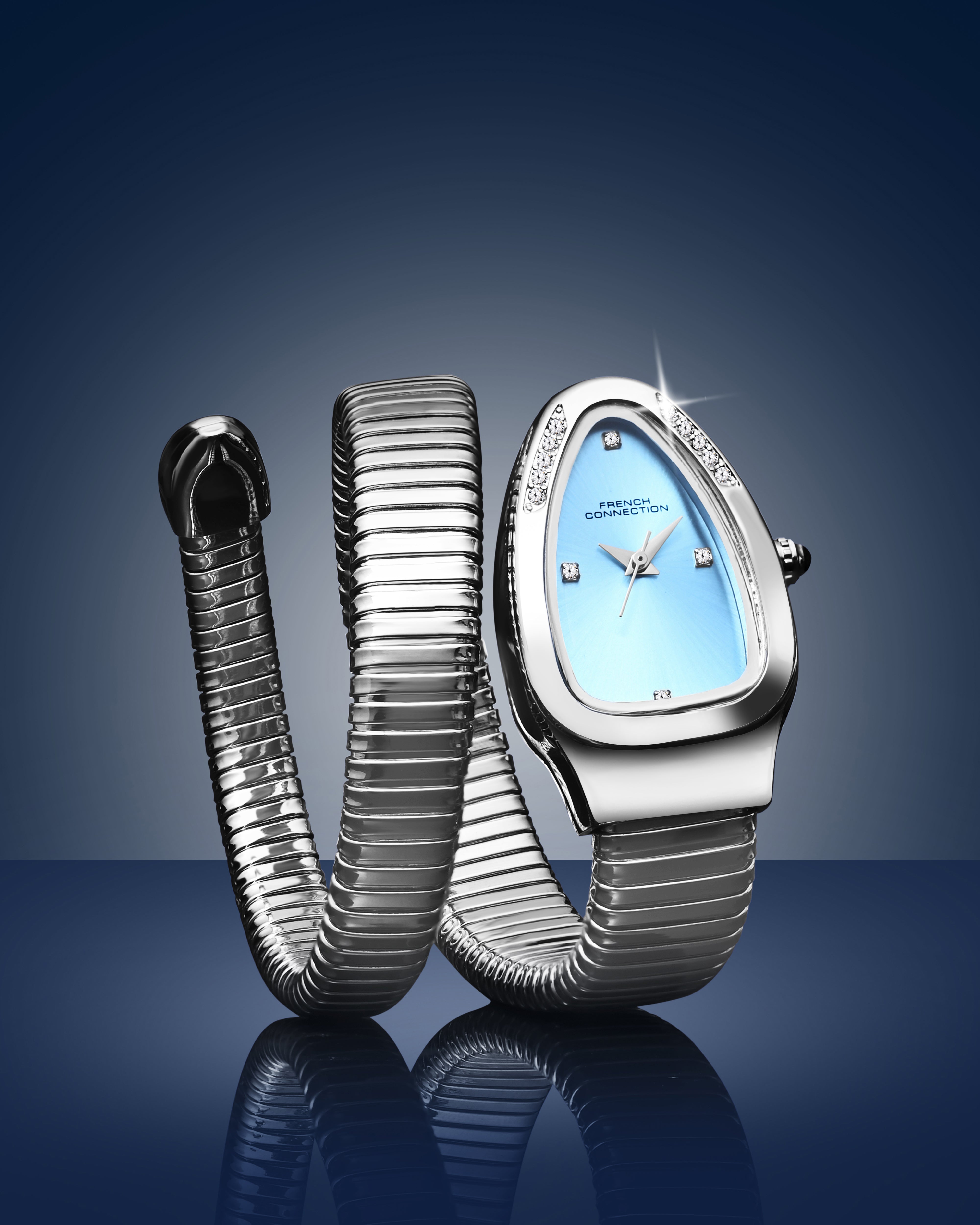 The Mystic Curve 2.0 Women’s Wrap Around Strap Analogue Watch | Sky Blue Patterned Oval Dial Trendy Watch - FCN0132SM